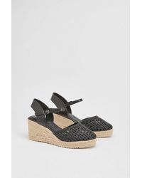 Good for the Sole - Keira Faux Leather Woven Comfort Closed Toe Espadrille Wedge Sandals - Lyst