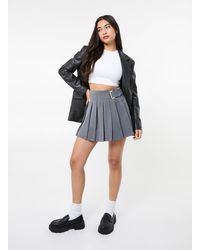 Pink Vanilla - Tailored Belted Pleat Mini Skirt - Lyst