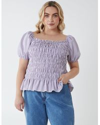 Blue Vanilla - Curve Puff Sleeves Shirring Top - Lyst
