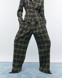River Island - Wide Leg Trousers Check - Lyst