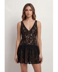 MissPap - Lace Volume Hem Mini Dress - Lyst