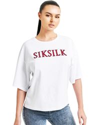 SIKSILK - Sparkle Boxy Crop T-shirt (wit) - Lyst