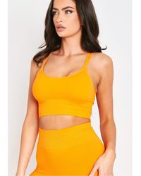 Missy Empire - Missy Empire Ribbed Scoop Neck Double Strap Crop Top - Lyst