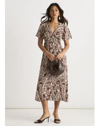 Gini London - Paisley Print Ruffle Midi Dress - Lyst