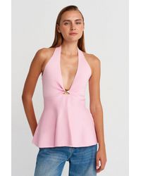 Dilvin - Seamless Halter Peplum Blouse - Lyst