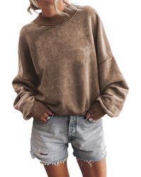 Azura Exchange - Relaxed Crew Neck Sweatshirt With Drop Shoulder Design - Lyst