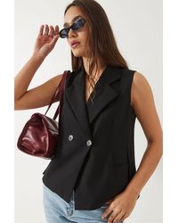Bianco Lucci - Fitted Shawl Collar Waistcoat With Button Closure - Lyst