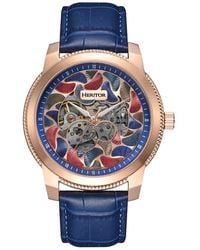 Heritor - Emmanuel Semi-Skeleton Leather-Band Watch - Lyst