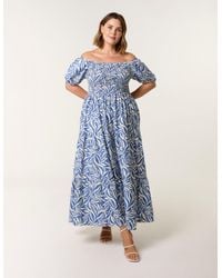 Blue Vanilla - Curve Elasticated Off The Shoulder Maxi Dress - Lyst