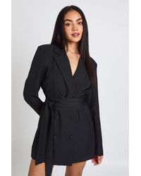 Boohoo - Obi Tie Waist Tailored Blazer Dress - Lyst