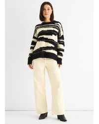 Gini London - Schwarzer Abstrakter Übergroßer Recycling-Strickpullover - Lyst