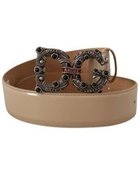 Dolce & Gabbana - Authentic Amore Leather Belt With Vintage-brass Logo Buckle - Lyst
