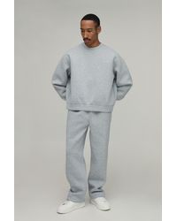 BoohooMAN - Oversized Boxy Crew Neck Scuba Sweatshirt And Straight Leg Tracksuit - Lyst
