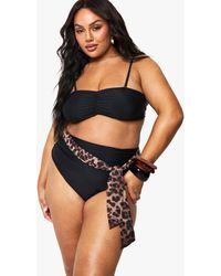 Boohoo - Plus Ruched Removeable Strap Bandeau Bikini Top - Lyst
