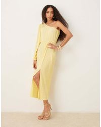 Y.A.S - Foil Spot Plisse One Shoulder Maxi Dress - Lyst