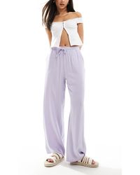 Miss Selfridge - Linen Blend Pull On Wide Leg Trouser - Lyst
