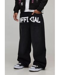 BoohooMAN - Tape Effect Crotch Print Baggy Jeans - Lyst