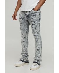 BoohooMAN - Stacked Skinny Flared Ripped Distressed Jeans - Lyst