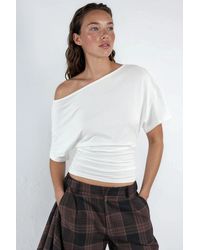 Hiccup - Asymmetrical Neck Soft Viscose Knit Top - Lyst