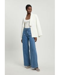 Karen Millen - Petite Denim Straight Leg Pocket Jean - Lyst