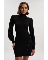 Karen Millen - Viscose Blend Popper Detail Knitted Mini Dress - Lyst