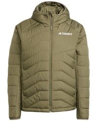 adidas - Hooded Adjustable Drawstring Zipped Pocket Solid Patterned Puffer Jacket - Lyst