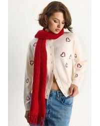 Bianco Lucci - Long Knitted Cardigan With Button Collar - Lyst