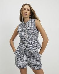 River Island - Waistcoat Sleeveless Boucle Fringed - Lyst