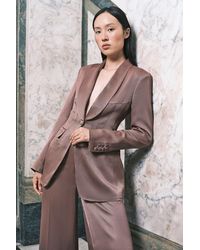 Karen Millen - Structured Satin Viscose Tailored Blazer - Lyst