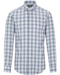 BOSS - Gingham Spread Collar Slim Lange Mouwen Formele Overhemd (Donkerblauw) - Lyst