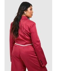 Boohoo - Plus Raw Edge Stripe Cropped Blazer - Lyst