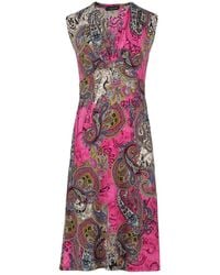 Conquista - Mouwloze Empire Line-jurk In Fuchsia Print - Lyst