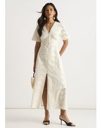 Gini London - Lace Button Through Midi Dress - Lyst