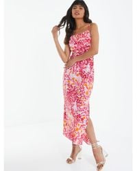 Quiz - Pink Brush Stroke Midaxi Dress - Lyst