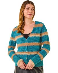 Roman - Fluffy Stripe Knit Cardigan - Lyst