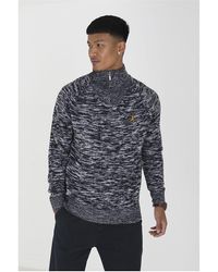 Brave Soul - Navy 'mantell' Funnel Neck With Quarter Zip Jumper - Lyst