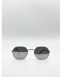 SVNX - Hexagon Metal Frame Sunglasses With Mirror Lenses - Lyst
