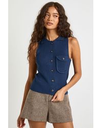 Boohoo - Premium Chunky Rib Pocket Detail Knitted Waistcoat - Lyst