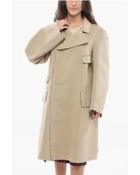Maison Margiela - Dubbelrijs Linnen Jas Met Ruwe Details In Beige - Lyst