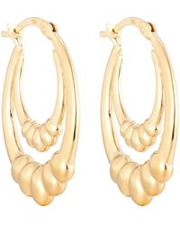 SEOL + GOLD - 18Ct Plate Double Bead Hoops - Lyst