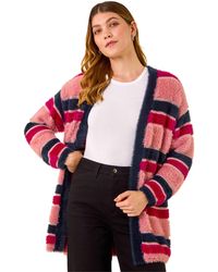 Roman - Fluffy Stripe Knit Cardigan - Lyst