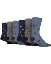 Gentle Grip - 6 Pairs Non Elastic Cotton Rich Novelty Patterned Socks - Lyst