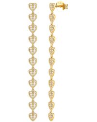 SEOL + GOLD - 18Ct Plate Heart Cz Drop Studs - Lyst