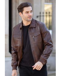 Ashwood Leather - 'Torino Classic' Real Classic Bomber Jacket With Brando Collar - Lyst