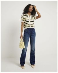 River Island - Straight Jeans High Waisted Stove Pipe Cotton - Lyst