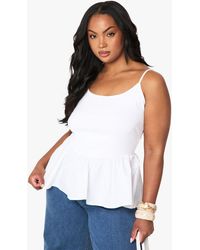 Boohoo - Plus Fabric Mix Peplum Top - Lyst