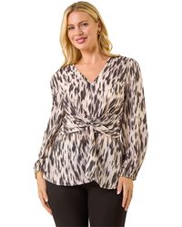 Roman - Petite Abstract Twist Front Top - Lyst