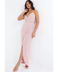 Quiz - Diamante Wrap Maxi Dress - Lyst