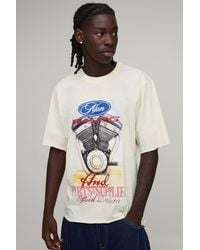 BoohooMAN - Tall Regular Fit Car Engine Graphic Washed T-Shirt - Lyst