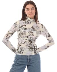 Off-White c/o Virgil Abloh - Dames Off White Chine Sec Skin Twist Top Met Lange Mouwen In Grijs - Lyst